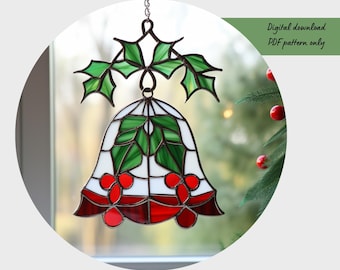 クリスマスベルのティアドロップ型ステンドグラス模様 - Etsy 日本