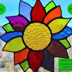 Fleur motif vitrail attrape-soleil arc-en-ciel Téléchargement numérique