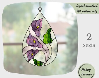 Calla Lily Stained Glass Pattern, Flower Stained Glass Pattern, Digital Download Pattern, DIY Suncatcher Home Decor