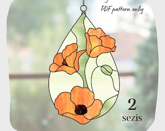 California Poppy Stained Glass Pattern, DIY Suncatcher (Digital Download)