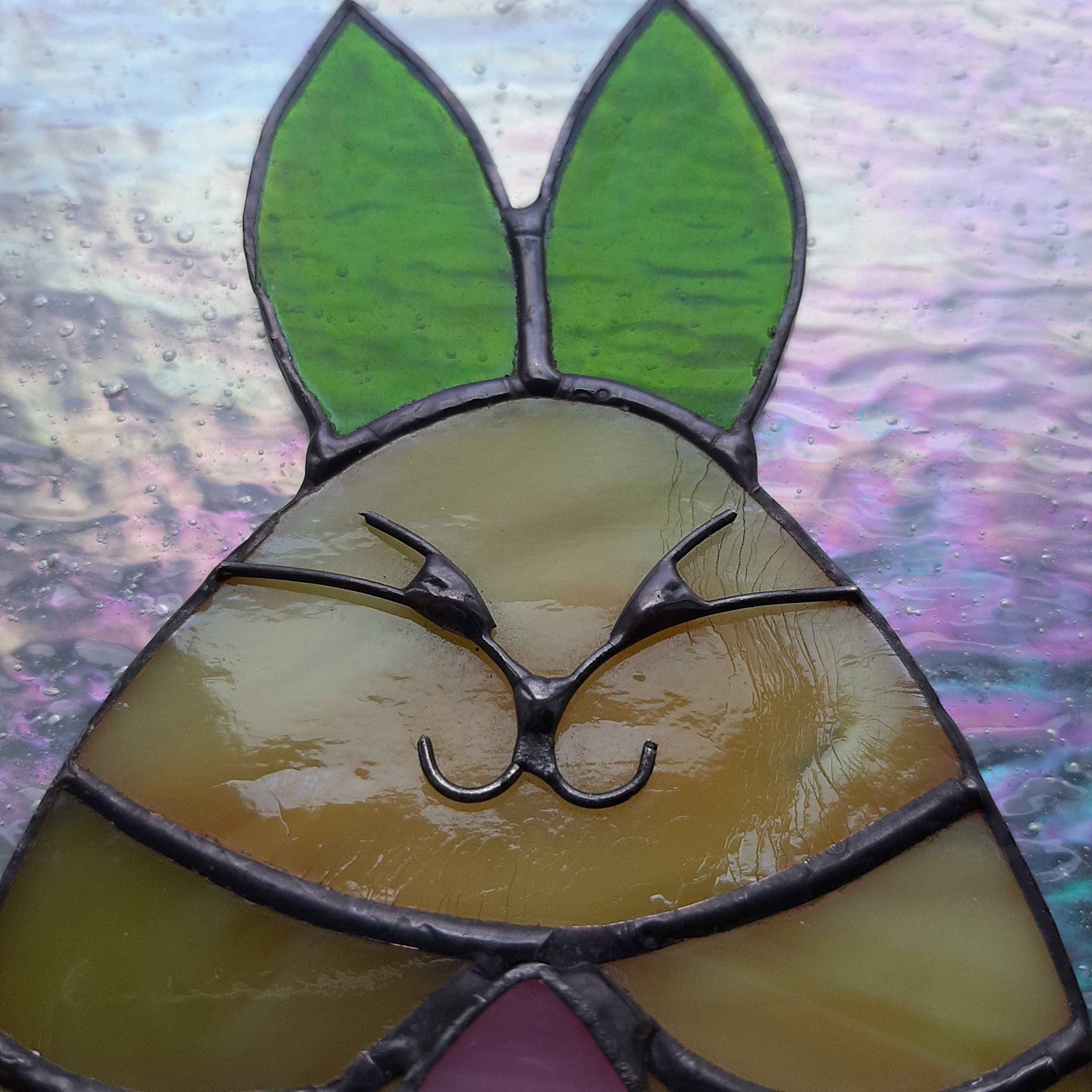 Rabbit stained glass Easter suncatcher window decor on stand Etsy