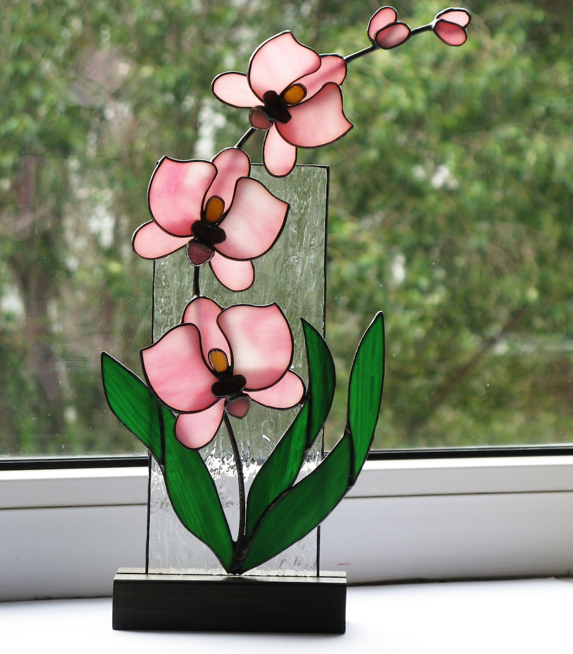 Orchid stained glass suncatcher decor 3D stained glass Etsy