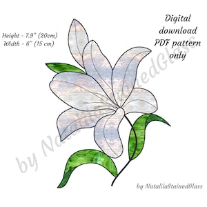 Lily Flower Stained Glass Pattern, Digital Download, DIY Suncatcher Home Decor