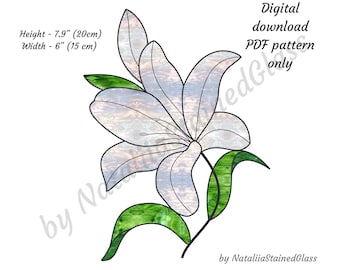 Lily Flower Stained Glass Pattern, Digital Download, DIY Suncatcher Home Decor