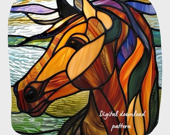 Horse Stained Glass Pattern, Digital Download, DIY Suncatcher Home Decor