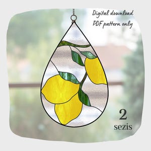 Zitrone Träne Glasmalerei Muster, digitaler Download, DIY Suncatcher Wohnkultur