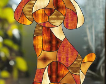 Dog Stained Glass Pattern, Digital Download, DIY Suncatcher Home Decor
