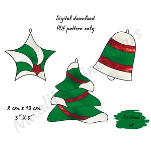 Christmas Stained Glass Pattern, Digital Download, DIY Suncatcher Home Decor, Simple Pattern for Beginners