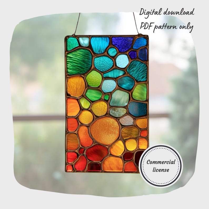 Abstract Colorful Stained Glass Pattern, Commercial License, Digital ...