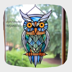 Stained Glass Owl Pattern, Bird Stained Glass Pattern, Digital Download Pattern, DIY Suncatcher for Home Decor