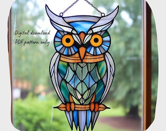 Stained Glass Owl Suncatcher Pattern, DIY Home Decor (PDF Pattern)
