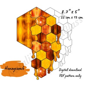 Motif de vitrail en nid d&#39;abeille, téléchargement numérique, attrape-soleil bricolage pour la décoration intérieure