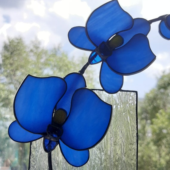 Sun catcher blue leaves no \u00d8 4 inch Glass picture deco window picture plant plants acrylic glass flowers gift decoration window 28