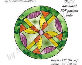 Mandala Stained Glass Pattern Geometric Stained Glass Pattern Digital Download Pattern DIY Suncatcher for beginners
