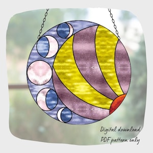Moon Phase Stained Glass Pattern, Digital Download