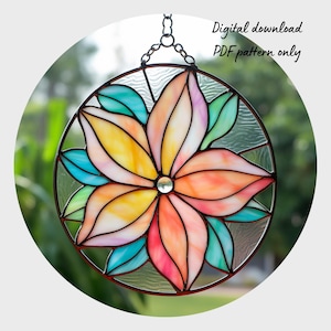 Plumeria Flower Stained Glass Pattern, Digital Download, DIY Suncatcher Home Decor