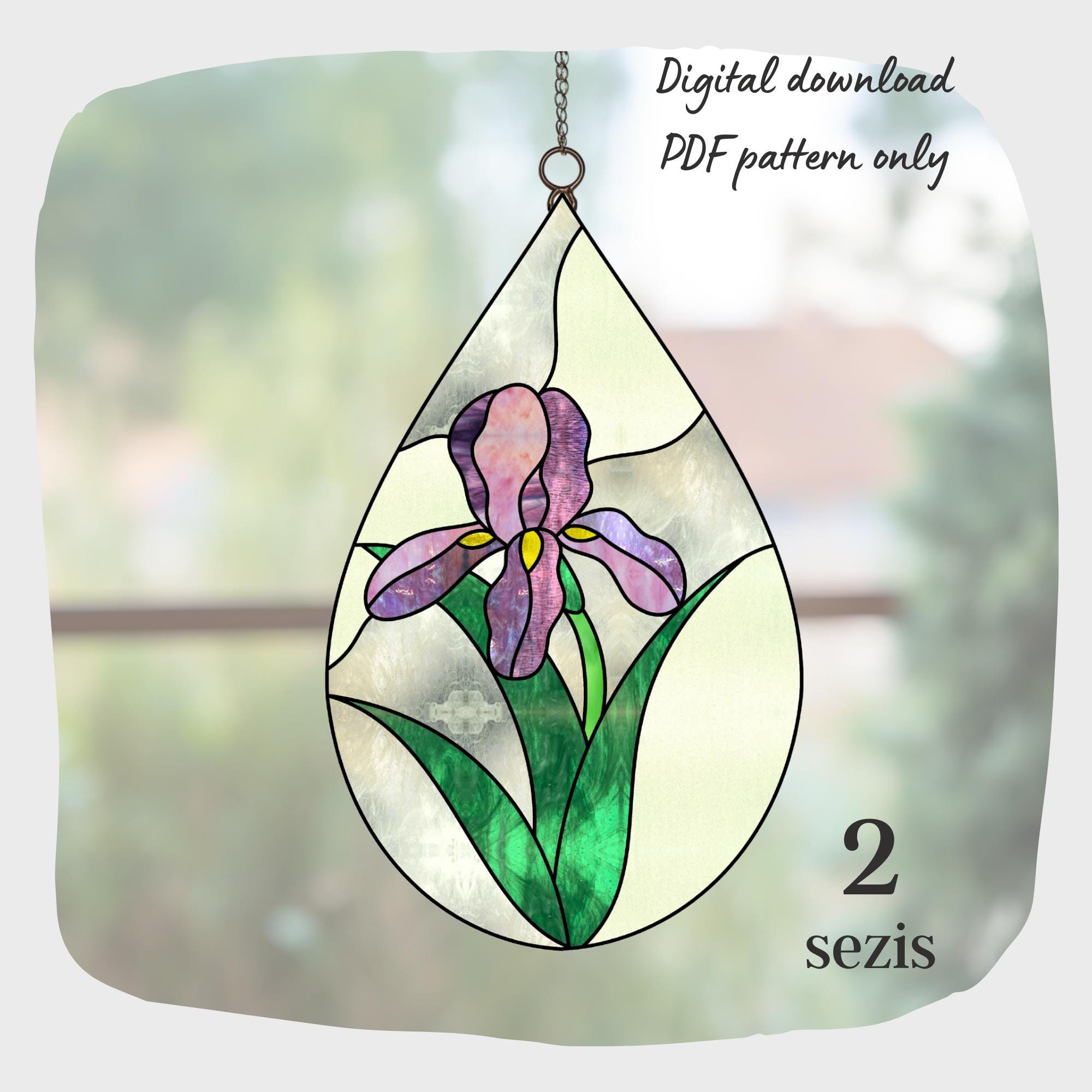 Printable Stained Glass Pattern Iris