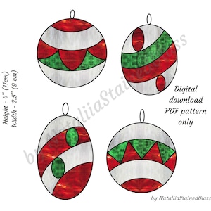 Christmas Stained Glass Pattern, Digital Download Pattern, DIY Suncatcher Home Decor, Simple Pattern for Beginners