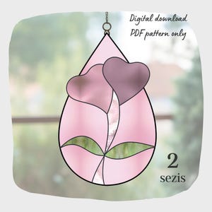 Herz Teardrop Glasmalerei-Muster, digitaler Download, DIY Suncatcher Wohnkultur, Hochzeitsgeschenk von Schwester