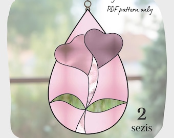 Heart Teardrop Stained Glass Pattern, DIY Suncatcher (Digital Download)
