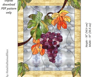Grape Stained Glass Pattern: DIY Fall Suncatcher (PDF Pattern)