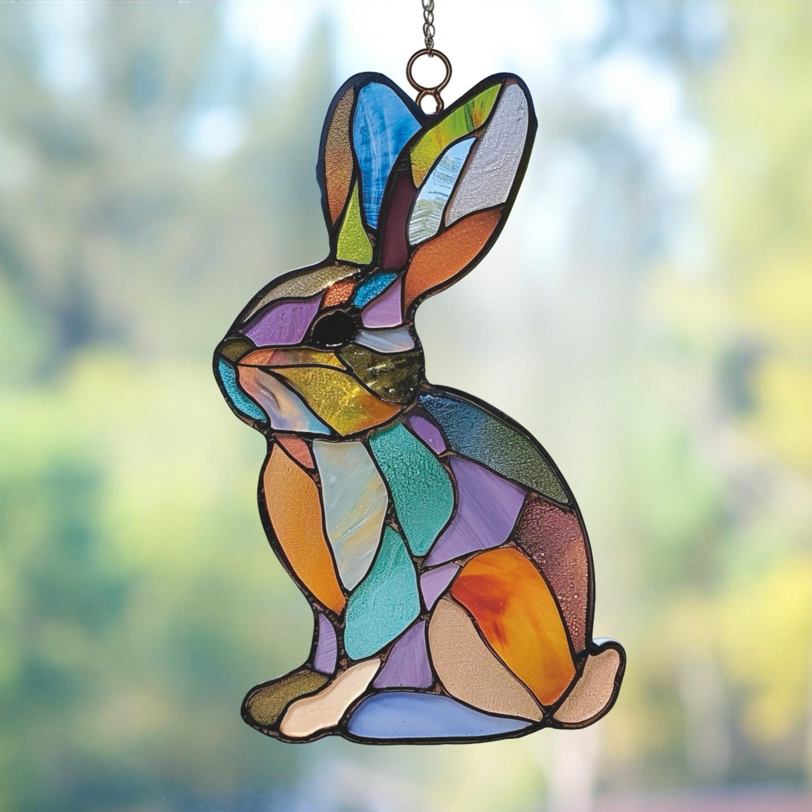 Rabbit Stained Glass Pattern, Digital Download PDF, Hare Suncatcher ...