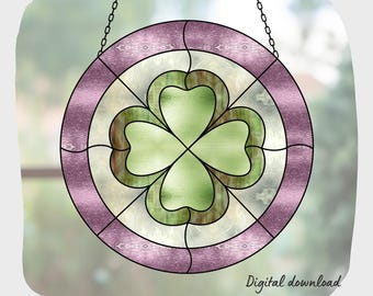 Shamrock Stained Glass Pattern, Digital Download, DIY Suncatcher Home Decor