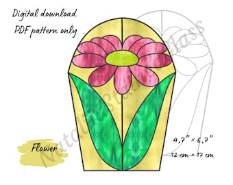 Daisy Stained Glass Pattern, Digital Download, DIY Flower Suncatcher Home Decor