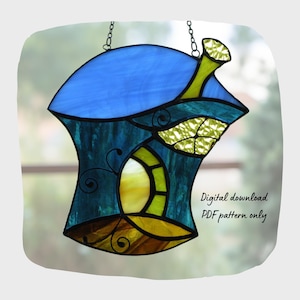 Whimsical House Stained Glass Pattern, Digital Download, DIY Suncatcher Home Decor