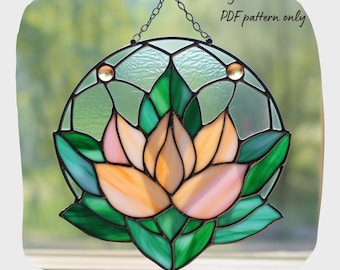 Stained Glass Lotus Pattern, DIY Suncatcher (PDF Download)