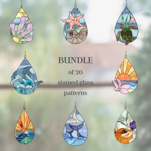 Träne Glasmalerei Bundle Muster, digitaler Download, DIY Suncatcher Wohnkultur