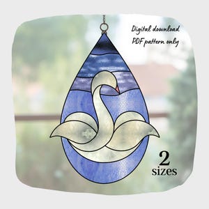 Swan Teardrop Stained Glass Pattern, Digital Download, Bird DIY Suncatcher Home Decor
