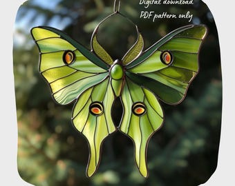 Luna Moth Stained Glass Pattern, DIY Suncatcher (PDF Pattern)