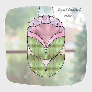 Flower Stained Glass Pattern, Digital Download, DIY Suncatcher Home Decor