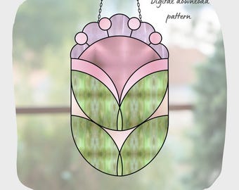 Flower Stained Glass Pattern, Digital Download, DIY Suncatcher Home Decor