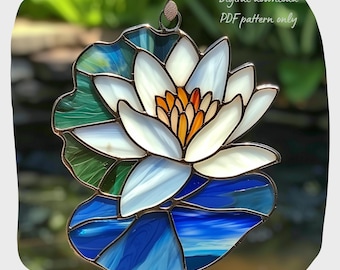 3D蓮の花ステンドグラスパターン、初心者向けステンドグラスパターン