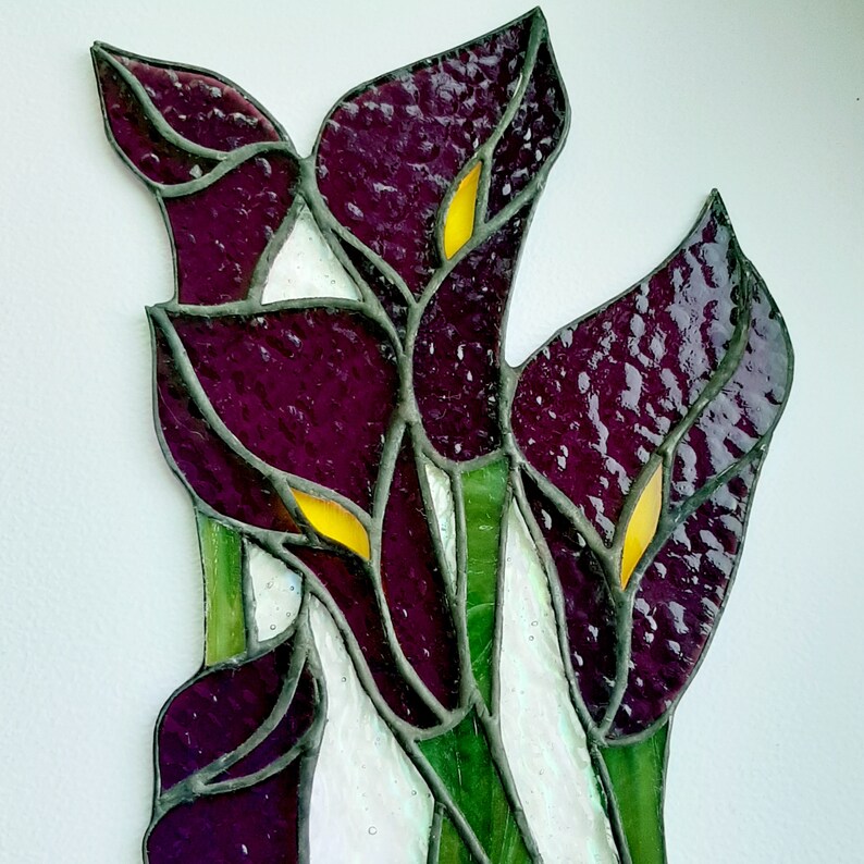 Calla lily stained glass decor Purple lilies Suncatcher flower Etsy