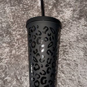 Black Cheetah Print Coffee/Water Tumbler