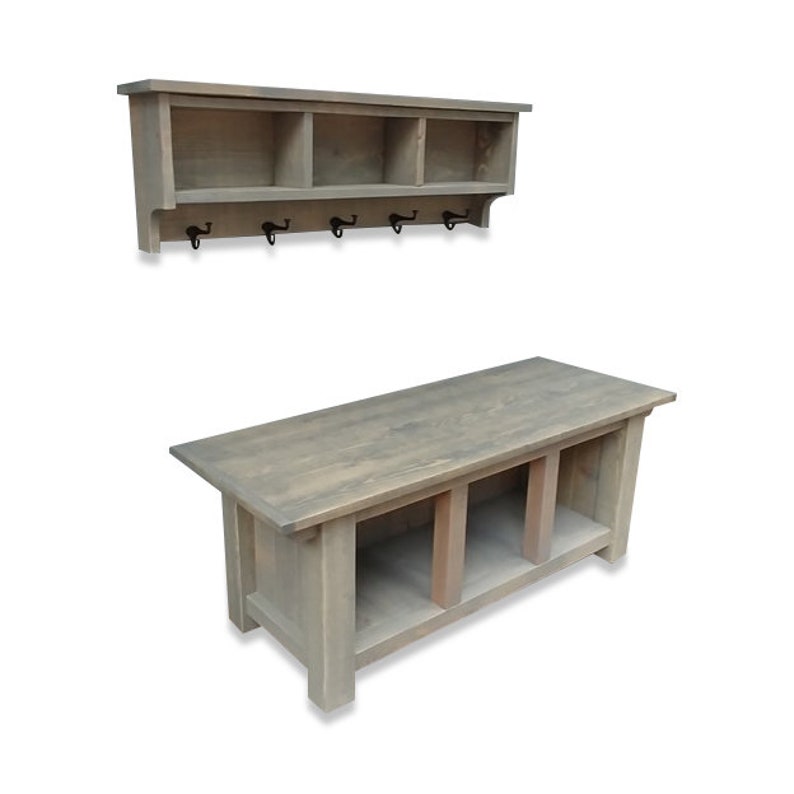 Farmhouse Cubby Storage Bench and Shelf Cubby Coat Rack Set Etsy