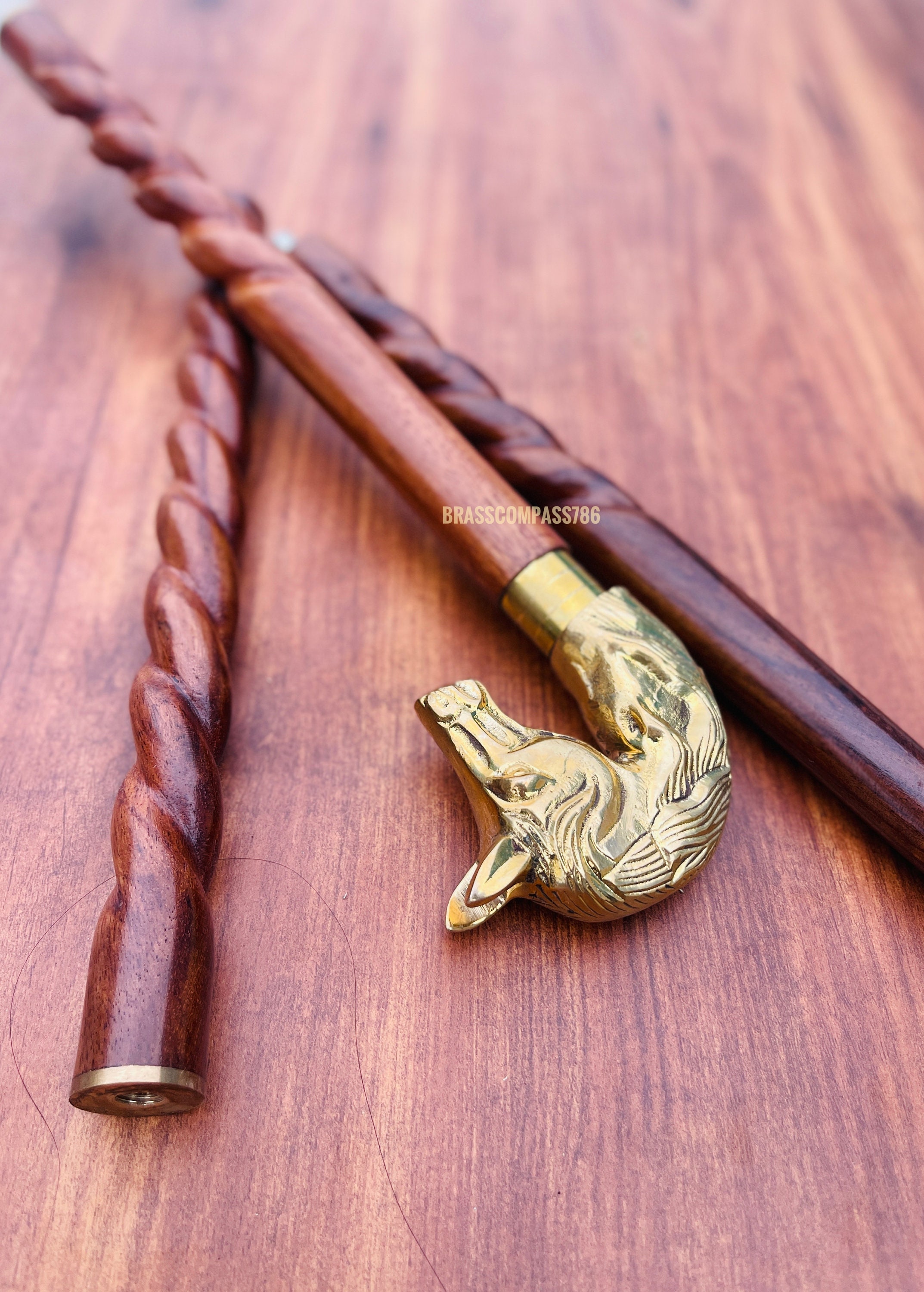 Stylish Walking Curve Stick Horse Head Handle Brass Cane Etsy