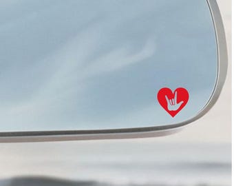 I Love You - Mirror Decal - Mini Decal – Tiny Decal, Cute Car Accessories, Sign Language Love Decal, Rearview Mirror Decor - Heart - ASL