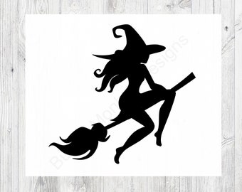 Witch on Broom Decal, Halloween Window Decal, Flying Witch, Witch Decal, Halloween Decal, Witch Silhouette, Decals For Tumblers