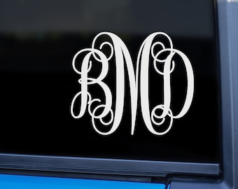 Vinyl Monogram Decal, Vine Monogram Car Decal, Monogram Sticker, Script Monogram, Rear Window Decal, Personalized Decal, Car Decal for Women