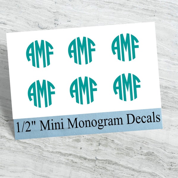 Mini Monogram Decals, 1/2" Decals, Small Vinyl Stickers, Monogram Sticker, School Supply Labels, Initials Decal, Personalized Stickers