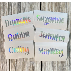 Holographic Name Decal / Sticker for Tumblers, Vinyl Name Decal, Custom Name Decal, Tumbler Name Decal, Holographic Sticker