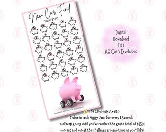 Saving Challenges, New Car Savings Challenge, Emergency Fund, A6 Digital Download, A6 Binder Cash Stuffing Challenge Printable