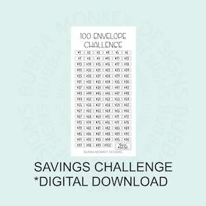 100 Envelope Savings Challenge: A6 Cash Stuffing Printable (Digital Download)