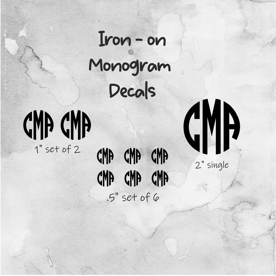 Iron on Letters, Iron on Initials, Small Monogram Ironon Decals