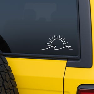 Sun and Waves, Vinyl Decal, Car Accessories, Beach Stickers