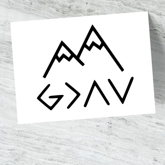 God Is Greater Mountain Decal, Christian Car Decal